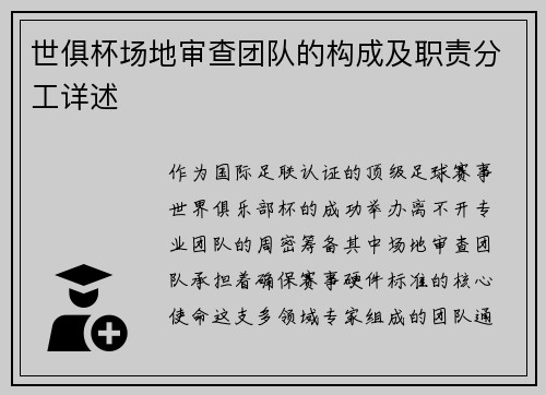 世俱杯场地审查团队的构成及职责分工详述